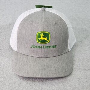 John Deere Trucker Style Adult Hat Snapback Equipment Mesh Gray white Green‎ Cap